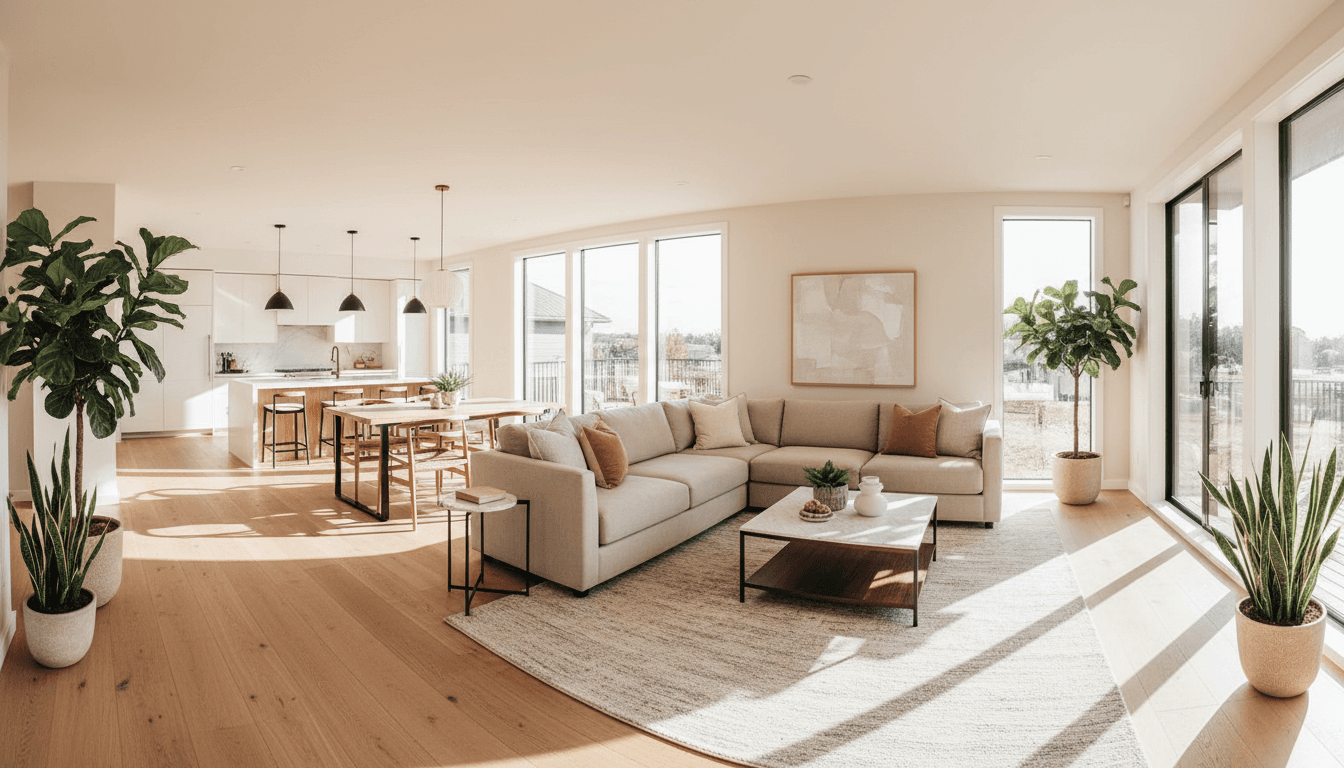 Bright furnished living room in a Windermere rental home ready for guests