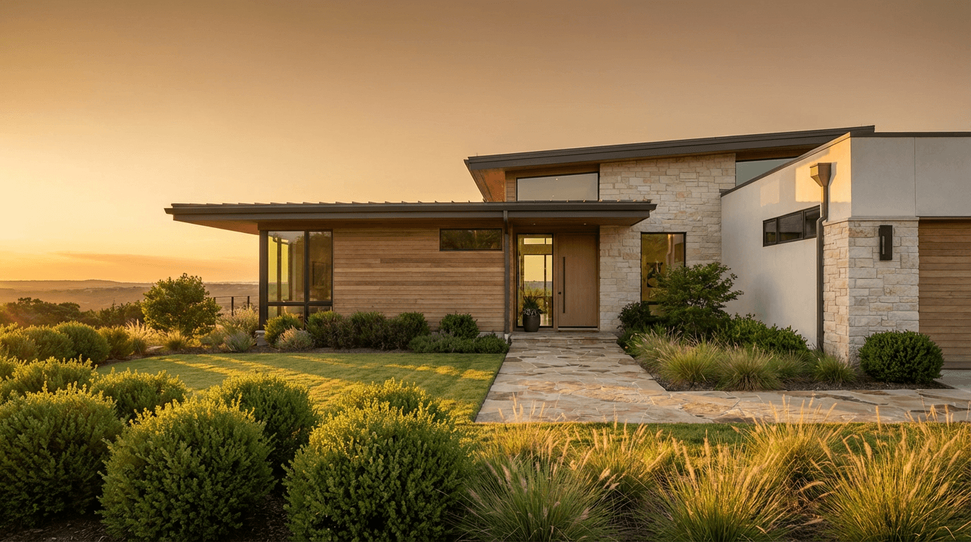 Cozy furnished home exterior in Windermere at golden hour