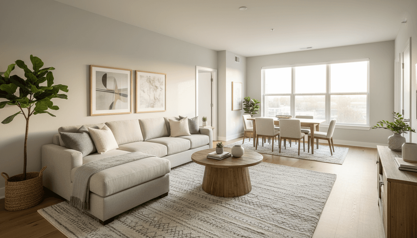 Bright living room in a furnished rental home in Windermere